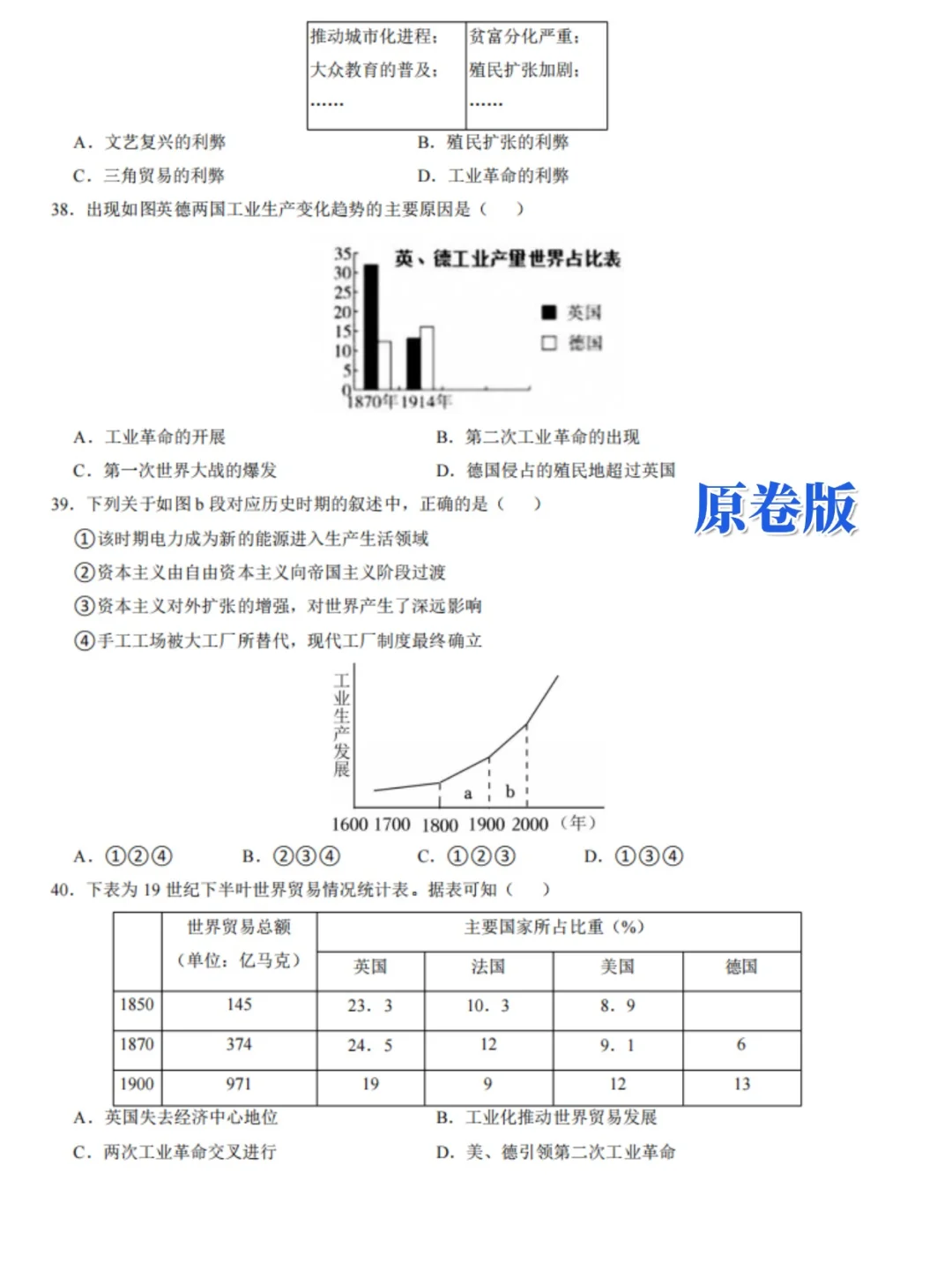 2025中考历史选择题300道专项训练题含答案 第5张 2025中考历史选择题300道专项训练题含答案 第5张