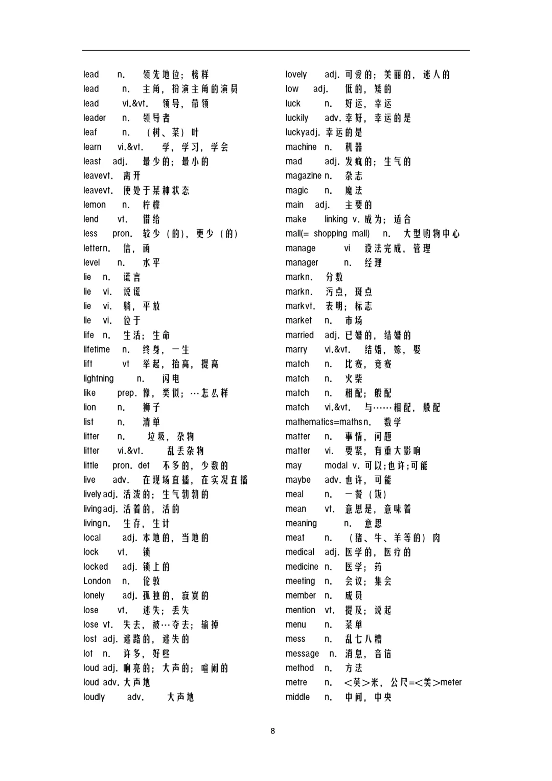 中学英语词汇表四会单词(中考英语1600词) 第10张
