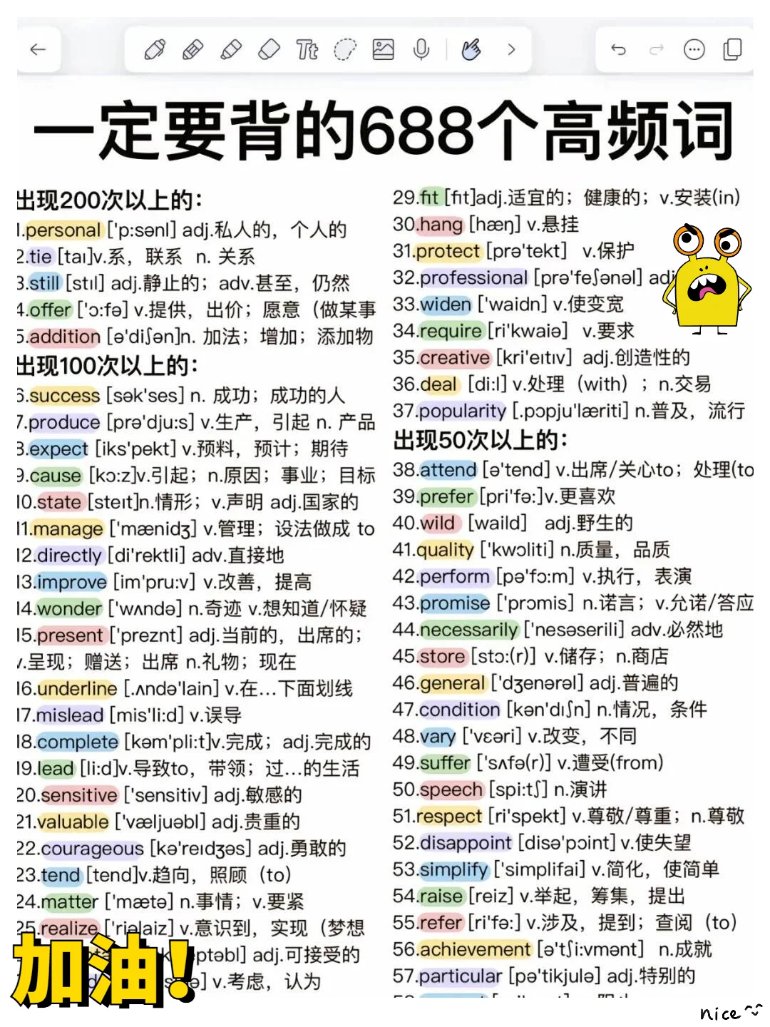 中考英语高频词688个，赶紧背 第2张