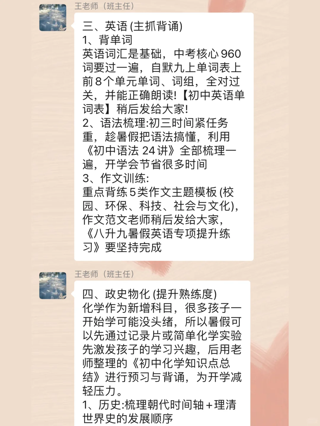 重点班班主任在群里发的准初三暑假衔接计划 第5张