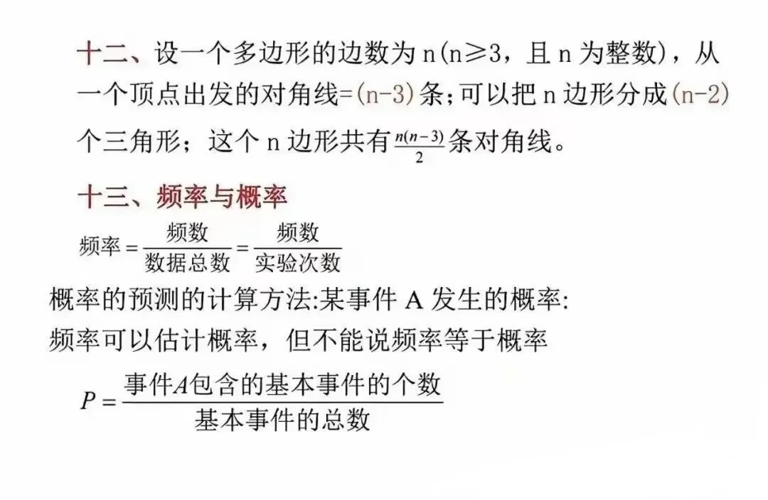 初中数学重点必背公式大全 第1张