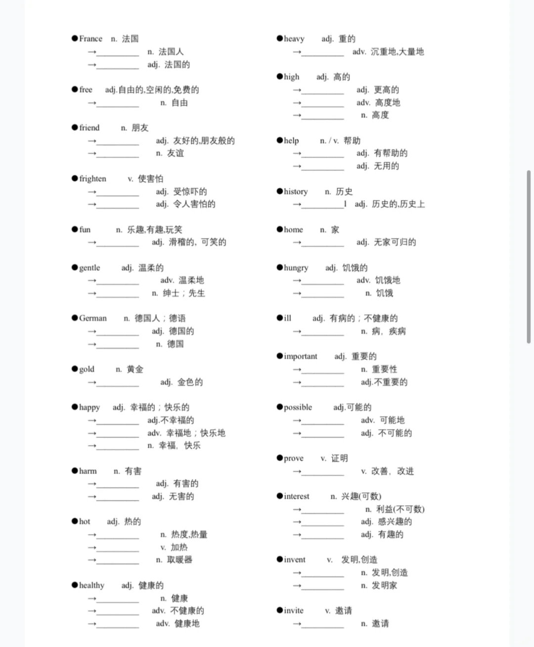 中考英语高频词汇（词性）变换合集 第7张