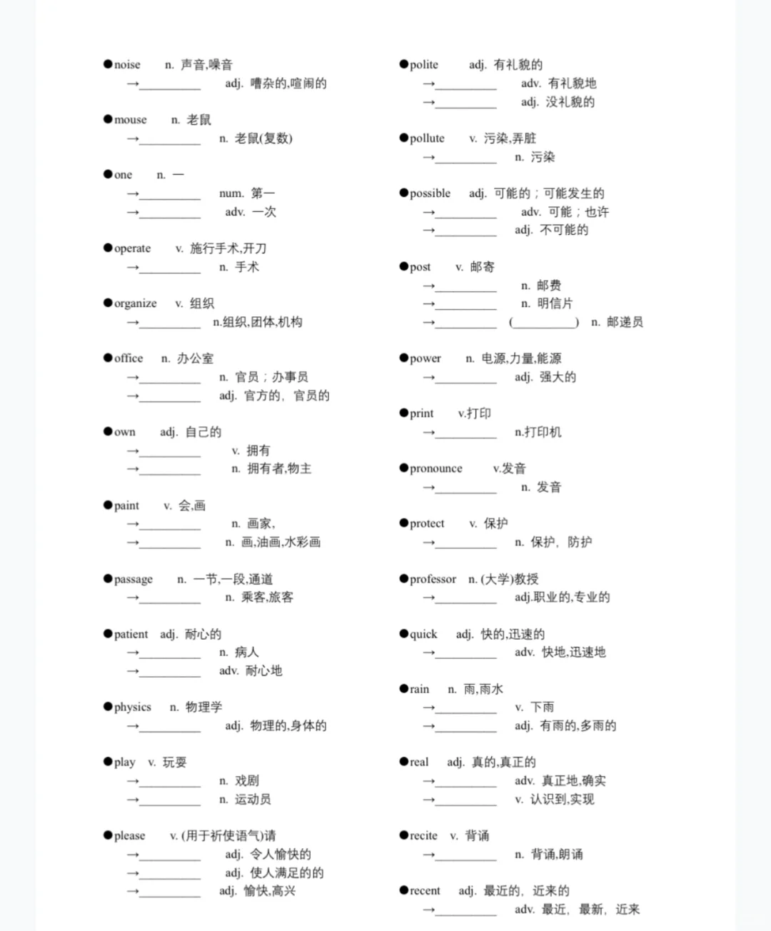 中考英语高频词汇（词性）变换合集 第8张
