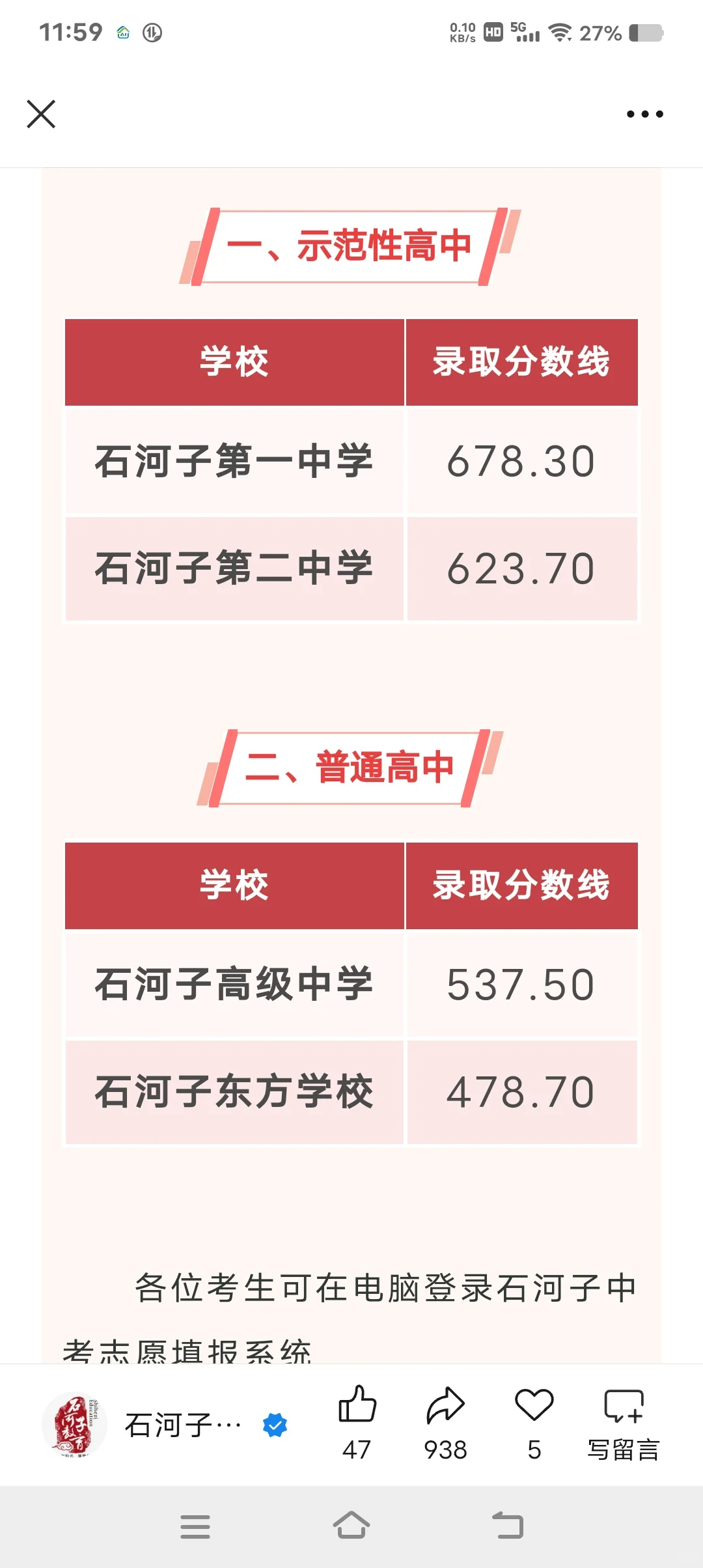 2025石河子中考分数线出炉 第1张
