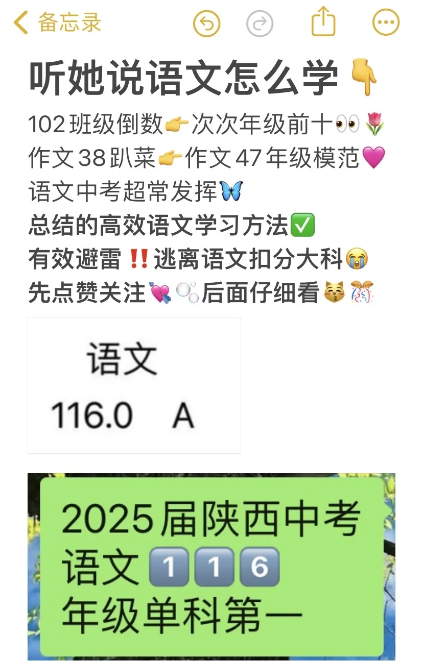 👉中考116/120年级第一选手分享经验喽👈 第2张