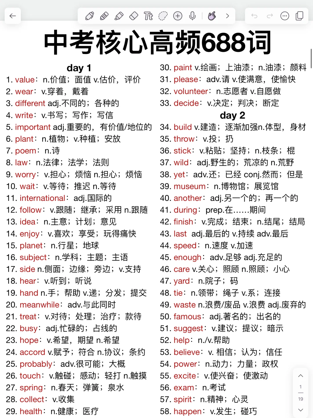 中考核心高频688词！背完它！你的英语就牛了！ 第2张