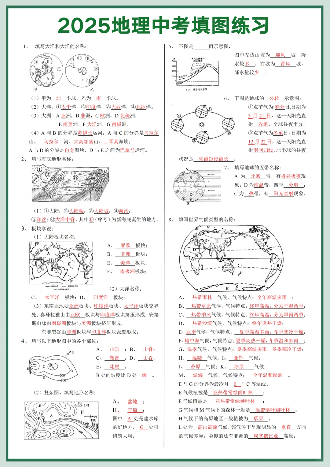 2025年中考地理填图练习 第2张