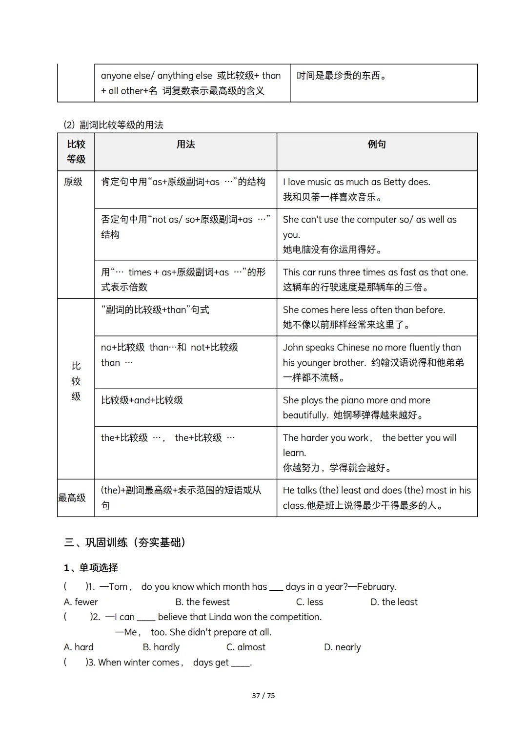 初中英语语法知识点 七八九年级通用 第15张