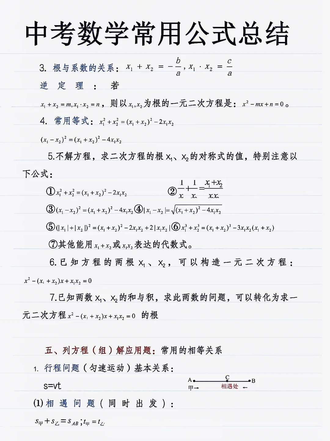 学霸分享：中考数学常用公式总结 第4张