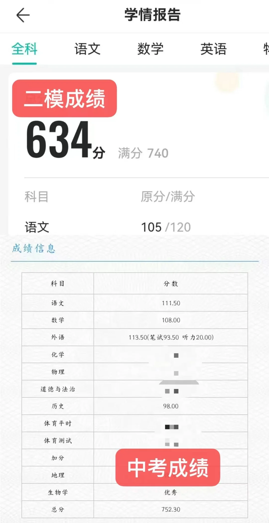 天津中考成绩，这个是什么水平？ 第1张