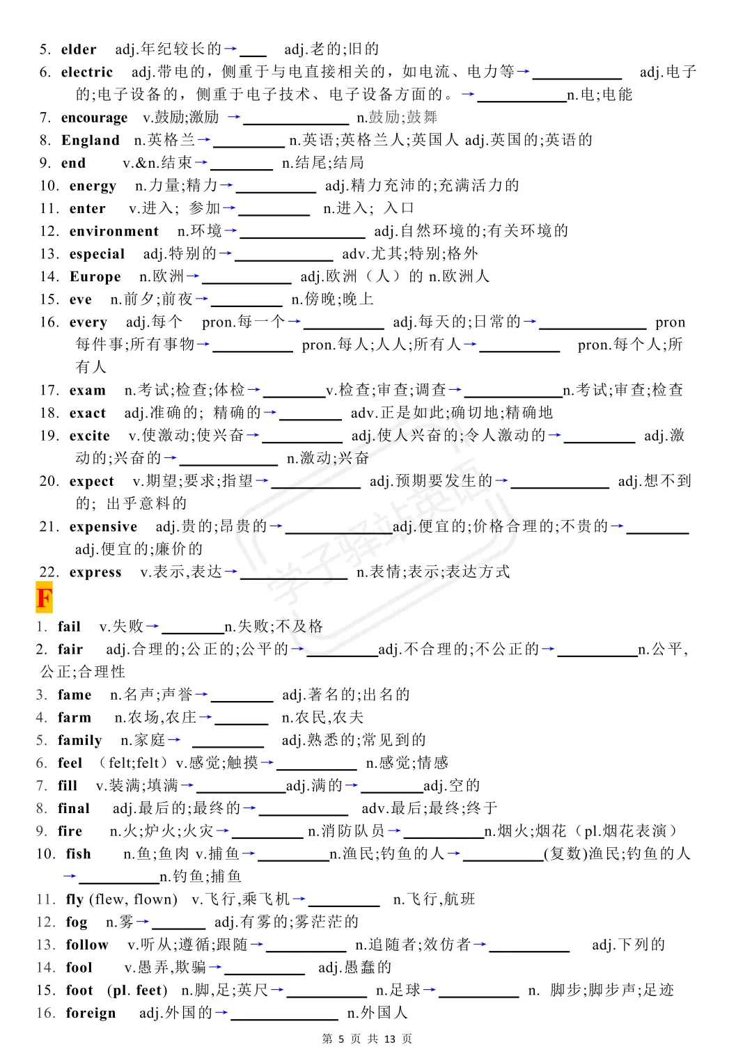 2025中考英语词性转换归纳背默（408组） 第12张