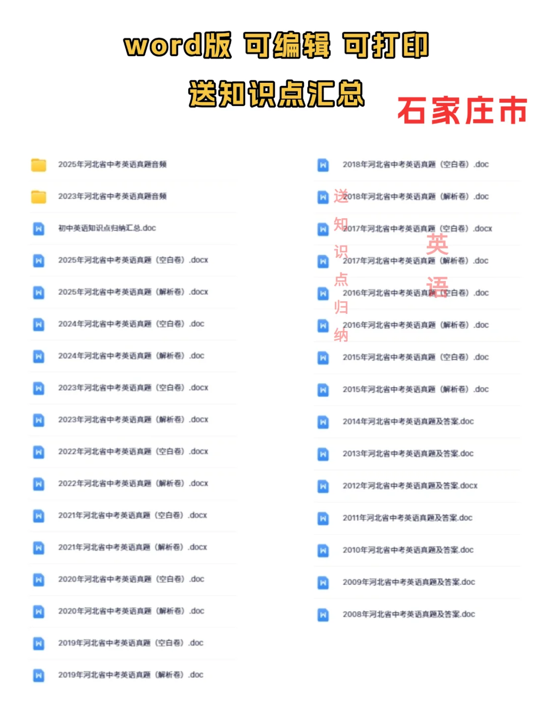 2008-2025石家庄中考真题|答案+解析 第5张