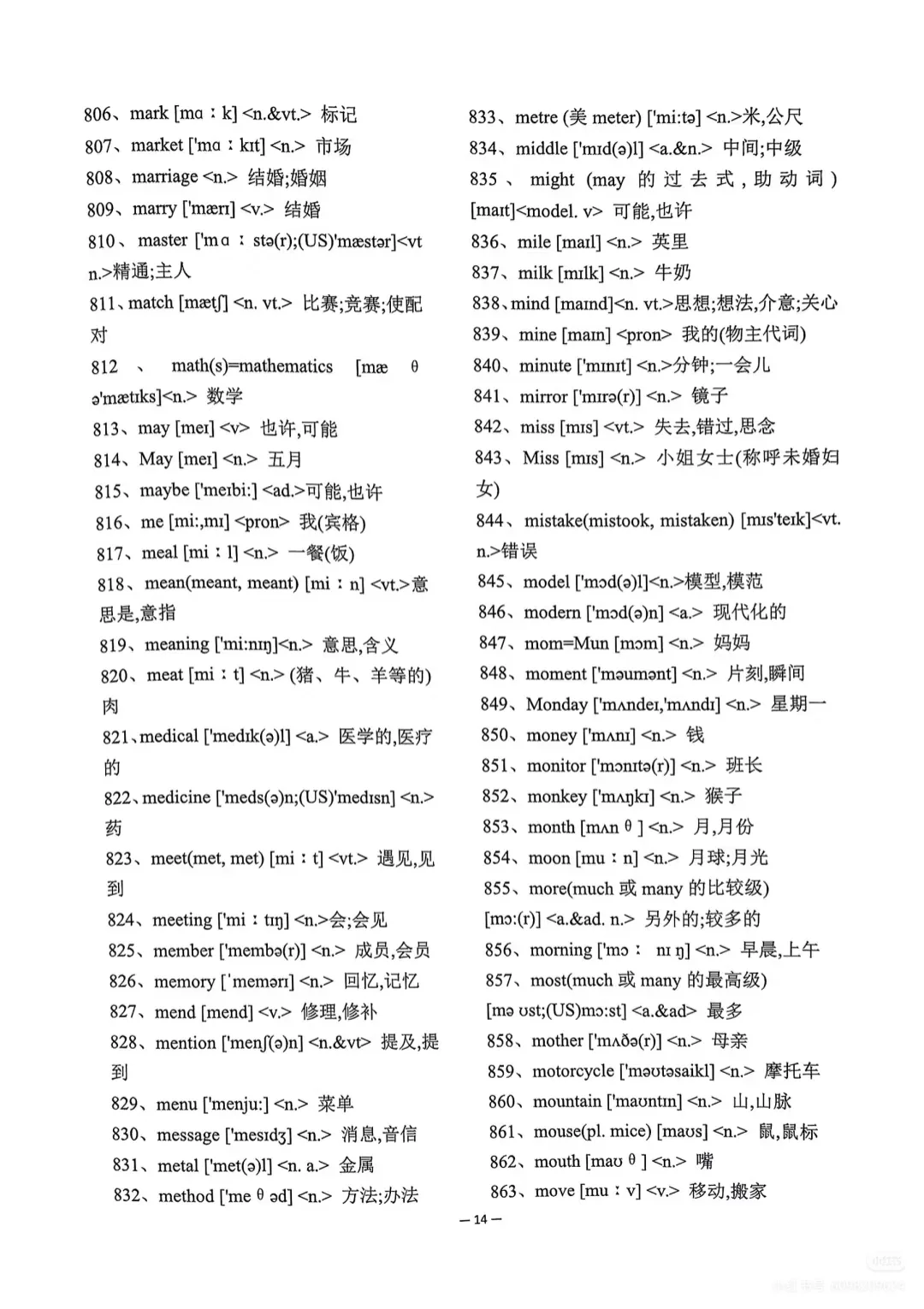 中考必备1600英语单词 第15张