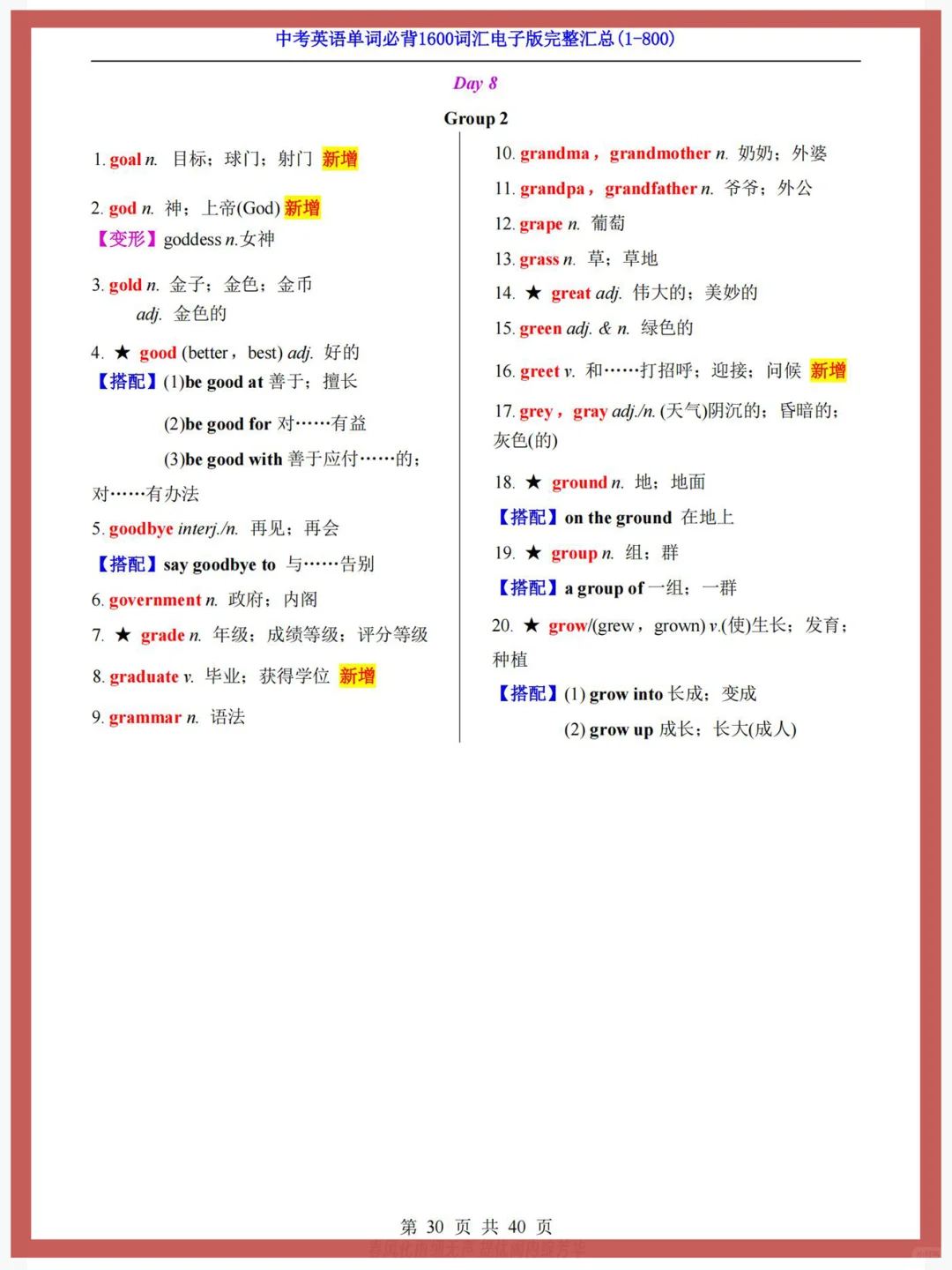 3500❌中考英语单词必背1600高频词汇✔ 第14张