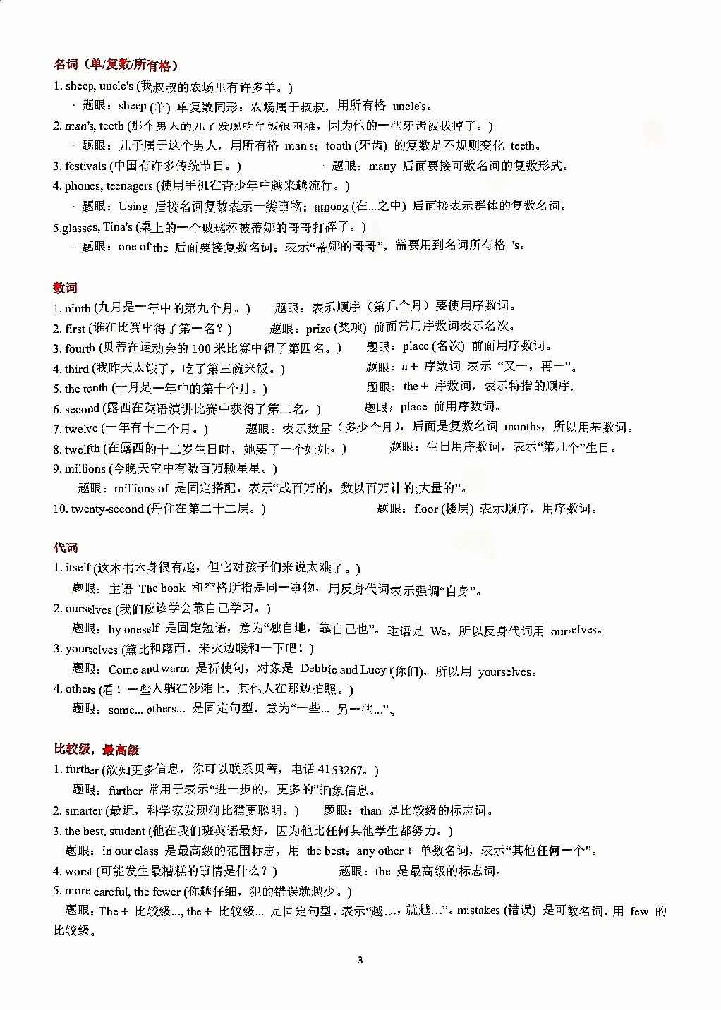中考英语复习词形转换、名言练习及参考答案 第6张