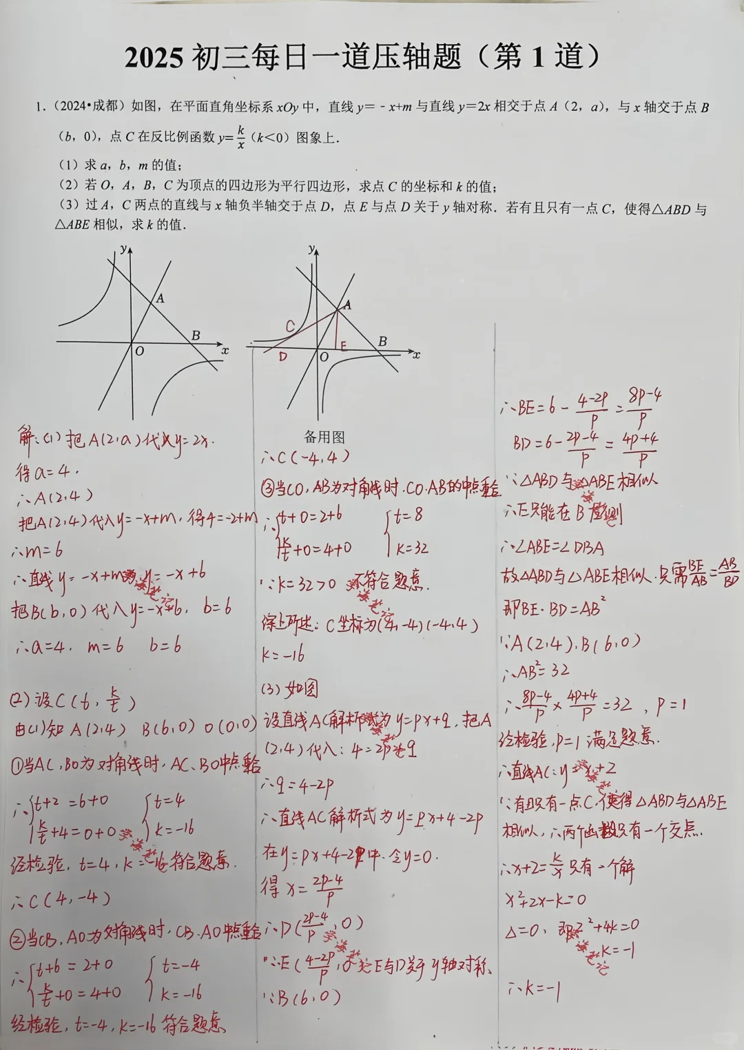 2025初三每日一道压轴(共100道) 第2张 2025初三每日一道压轴(共100道) 第2张