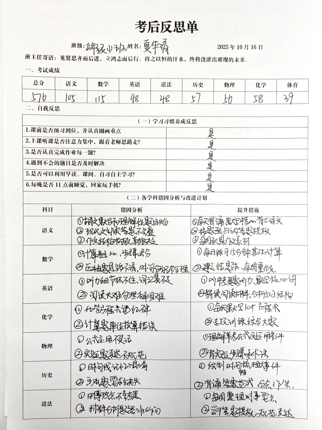 家有初三娃：每次考完试都应该要复盘不足之！ 第2张