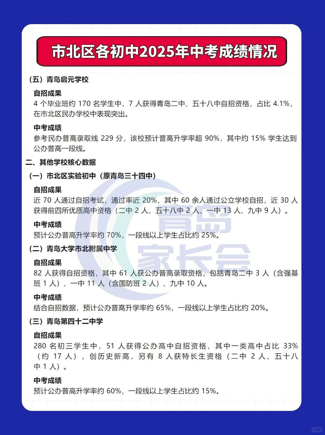 市北区各初中 2025年中考 成绩情况汇总 第4张