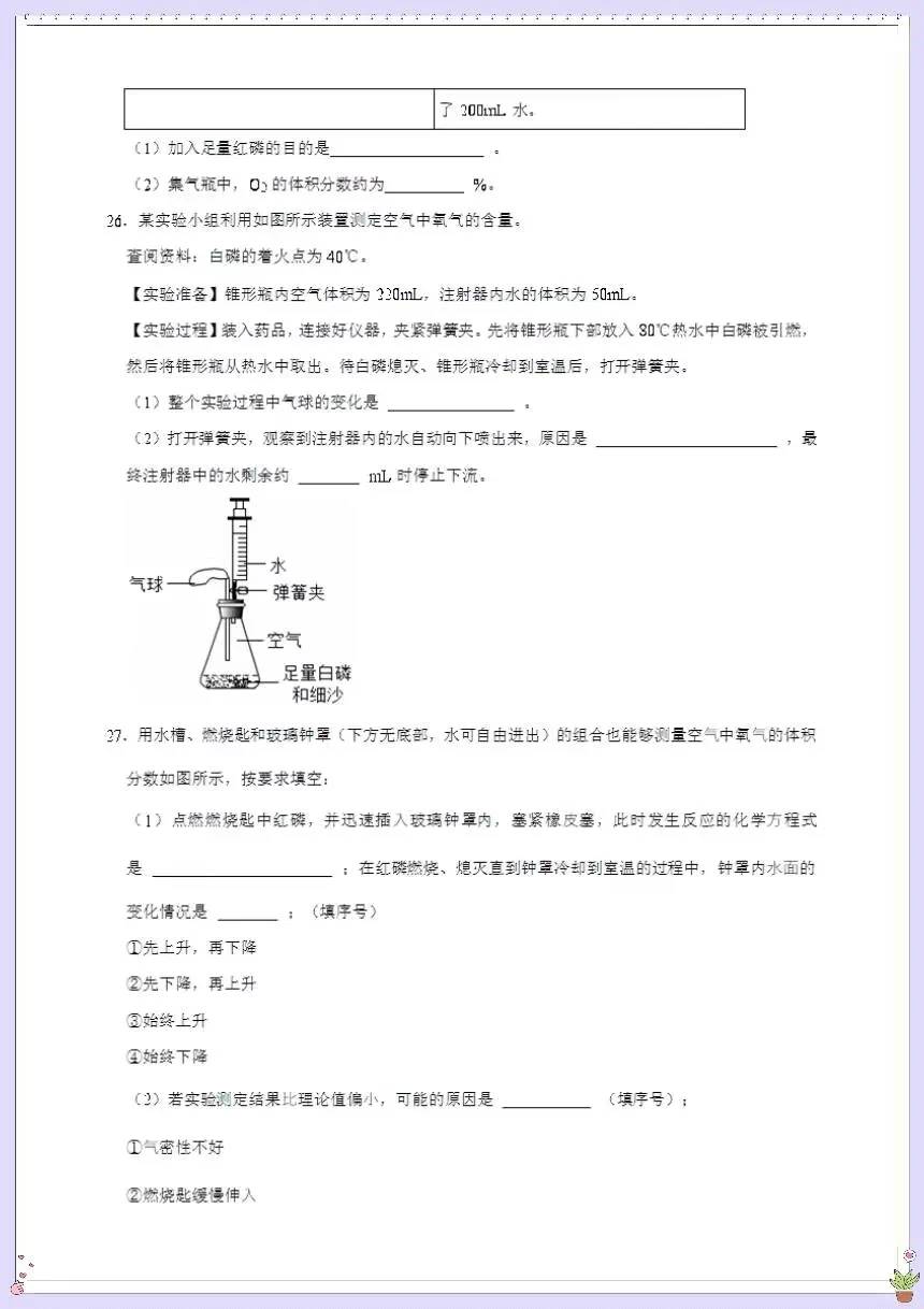 中考化学第一轮复习专项训练！空气的测定！ 第6张