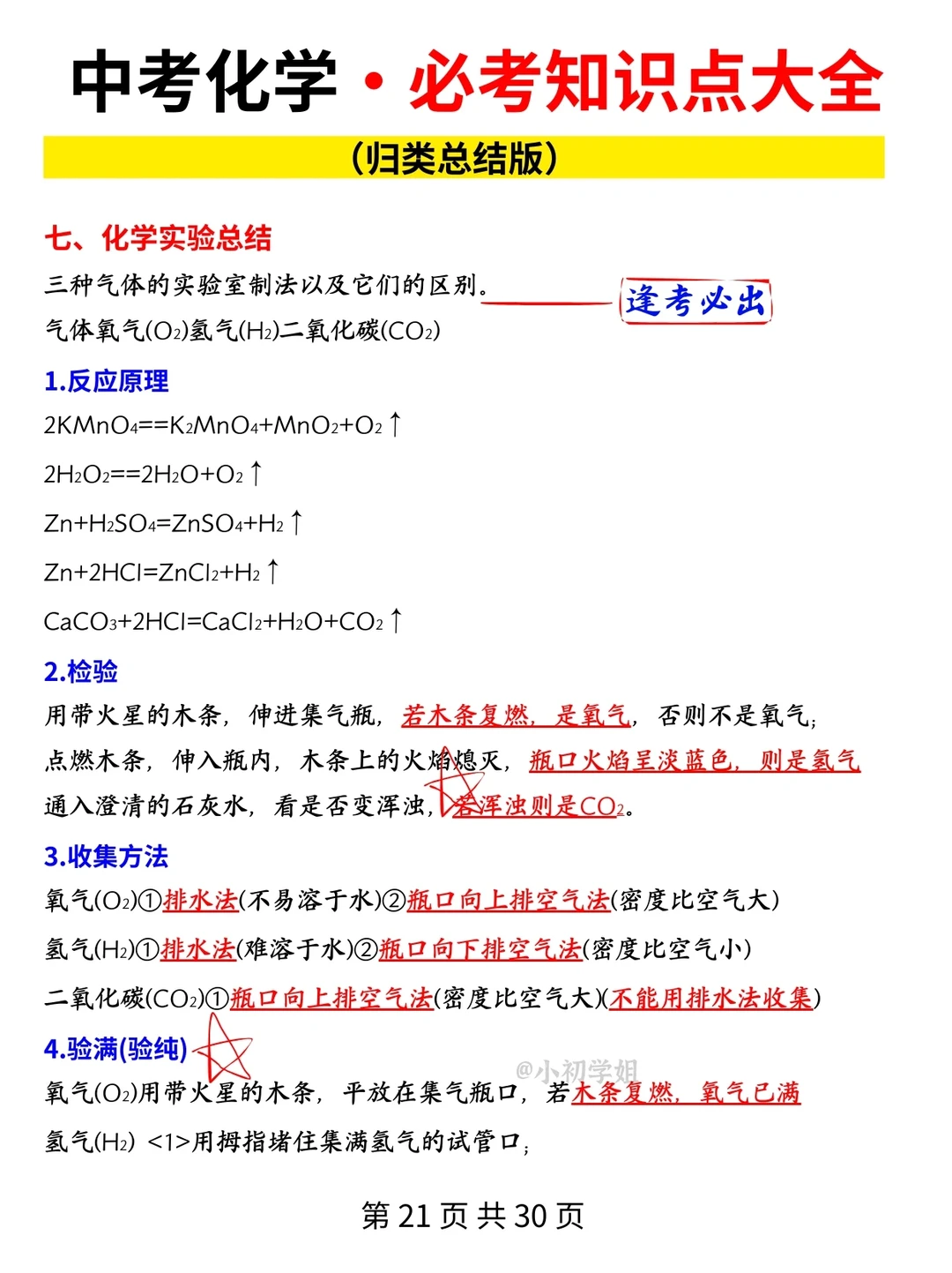 初三一轮复习神器：化学必考知识点大全 第6张