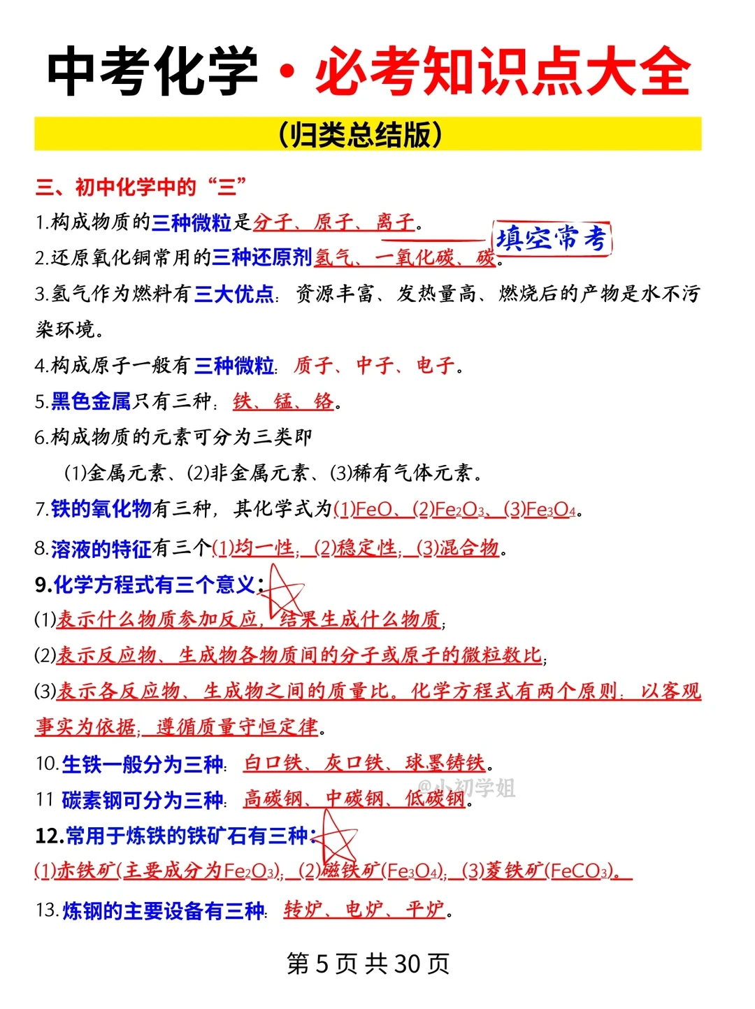 初三一轮复习神器：化学必考知识点大全 第5张
