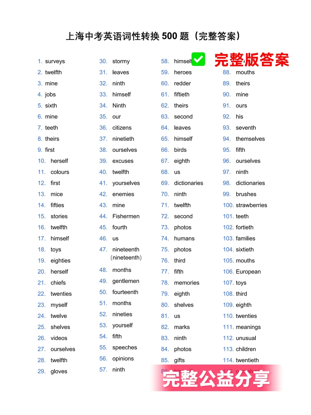 华育 | 中考英语词性转换其实就考这500个 第1张