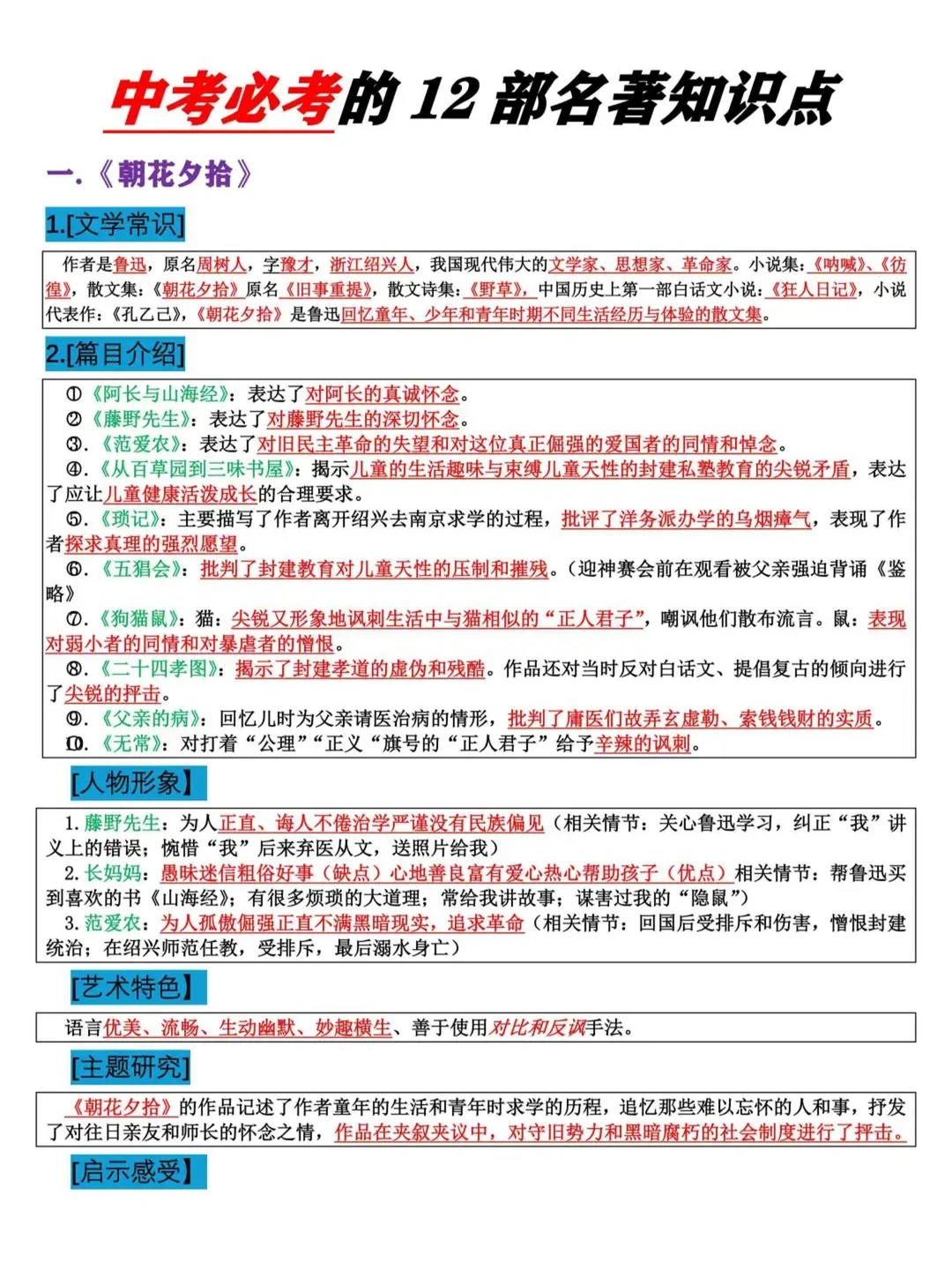 中考初中语文12本名著阅读知识点汇总 第3张 中考初中语文12本名著阅读知识点汇总 第3张
