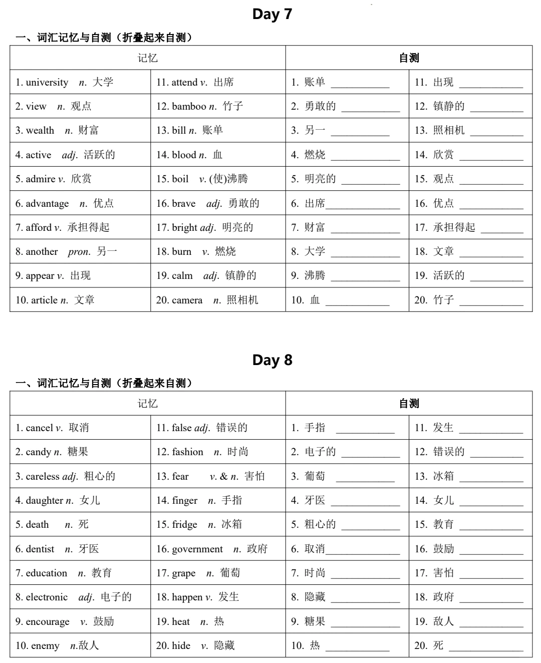 24天突破中考高频词(第1~10天) 第6张