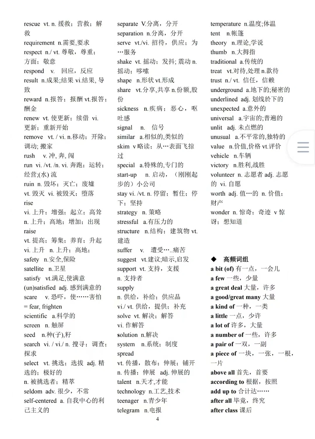 中考阅读及完型高频词汇 第6张