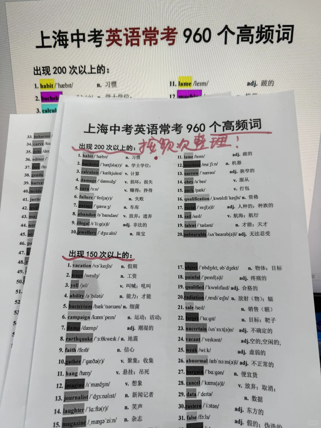 上海中考英语常考高频词，反反复复就这8页！ 第4张