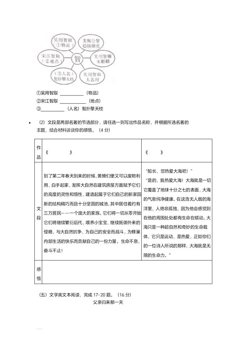 (可打印收藏)2022四川广元中考语文试卷及答案 第6张