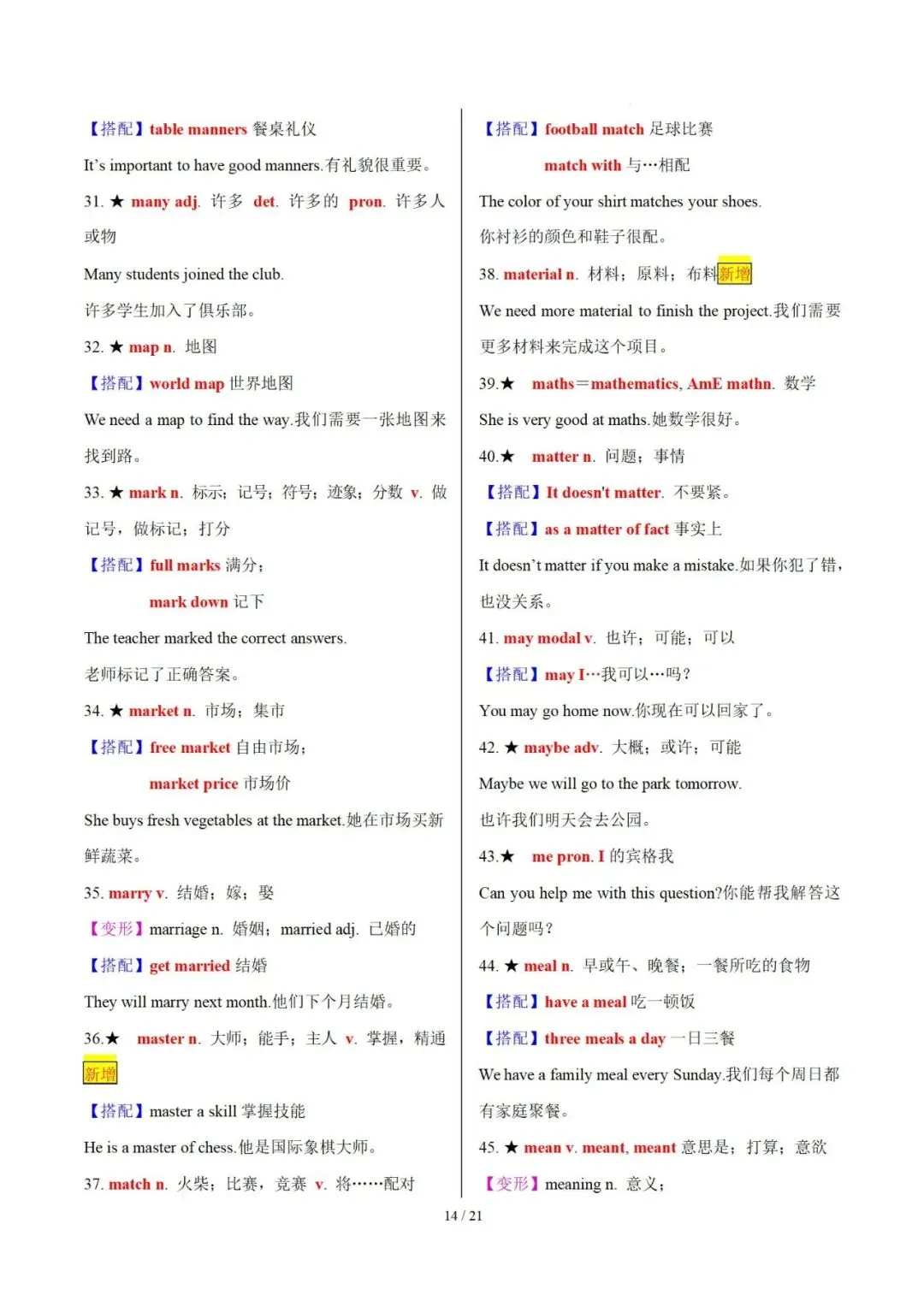 30天熟记中考英语1600词(Day 13~Day 18)【背诵版】 第16张