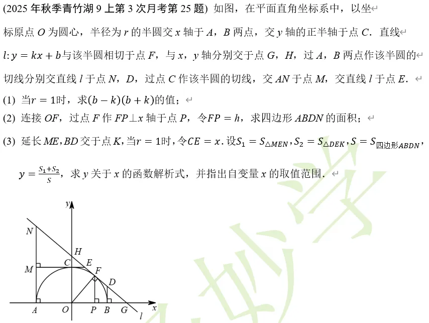 长沙中考压轴题高仿版-点评2025年秋季青竹湖9上第3次月考数学试卷 第4张