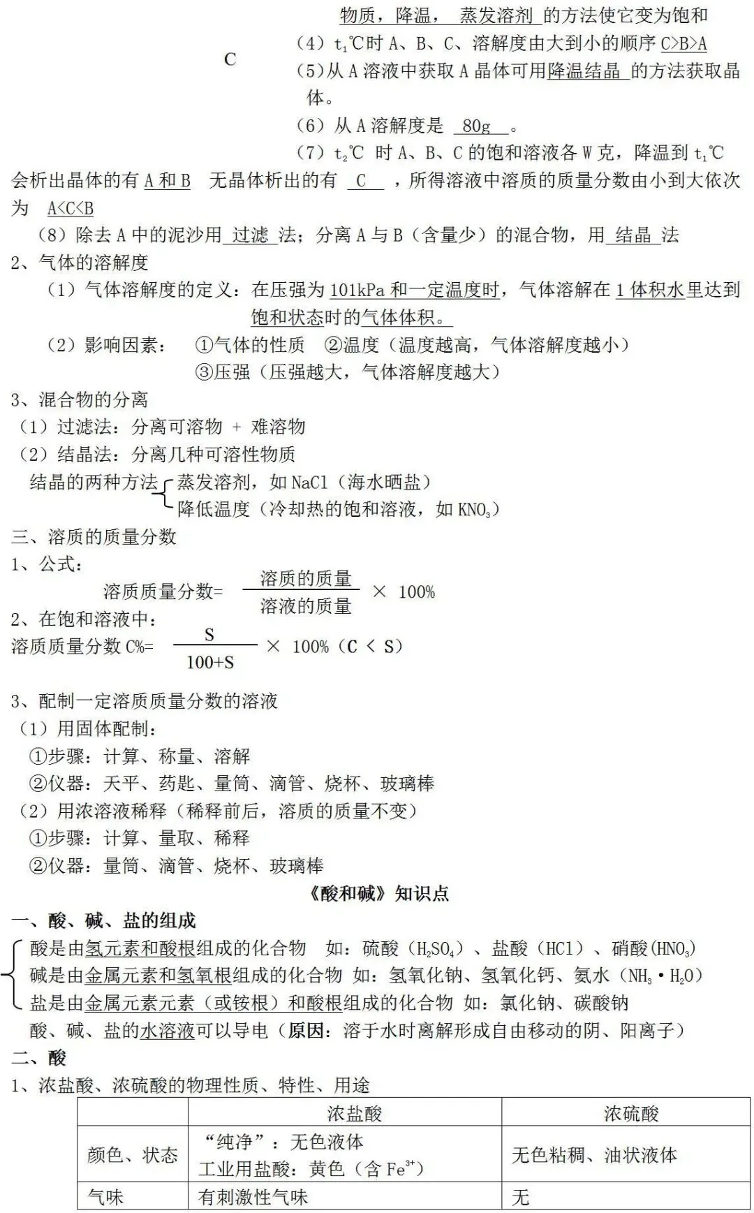 人教版初中化学知识点总结(中考必备) 第19张