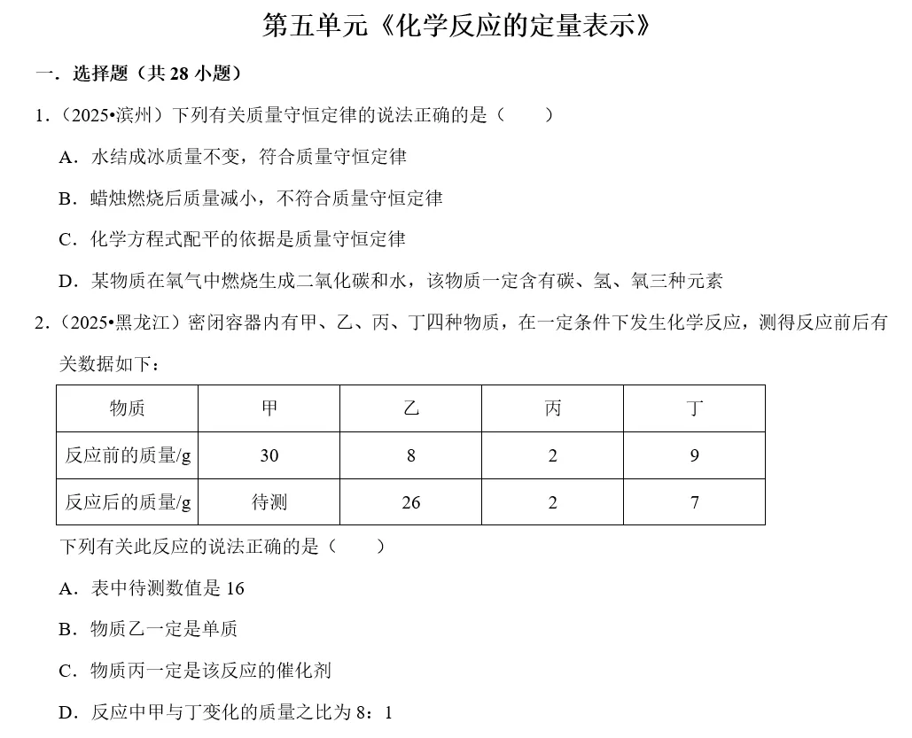 重磅干货!2025 中考化学真题单元式分类汇编,承包你一整年的高效刷题资源 第7张