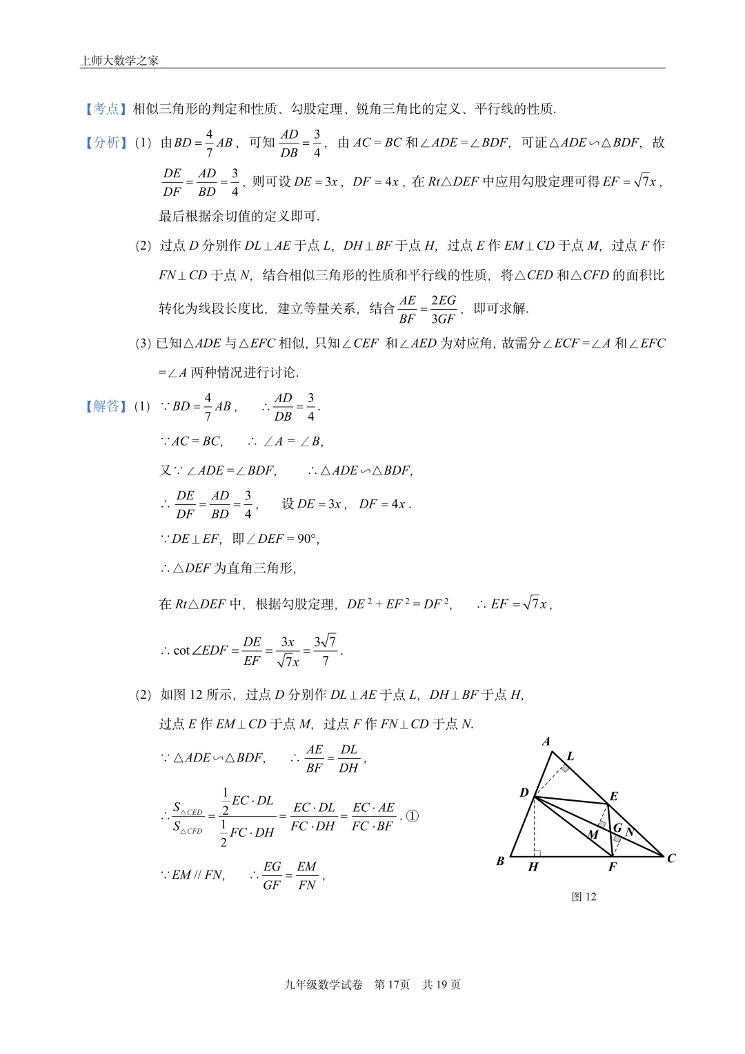 2025届上海市长宁区中考一模数学试卷 第28张 2025届上海市长宁区中考一模数学试卷 第28张