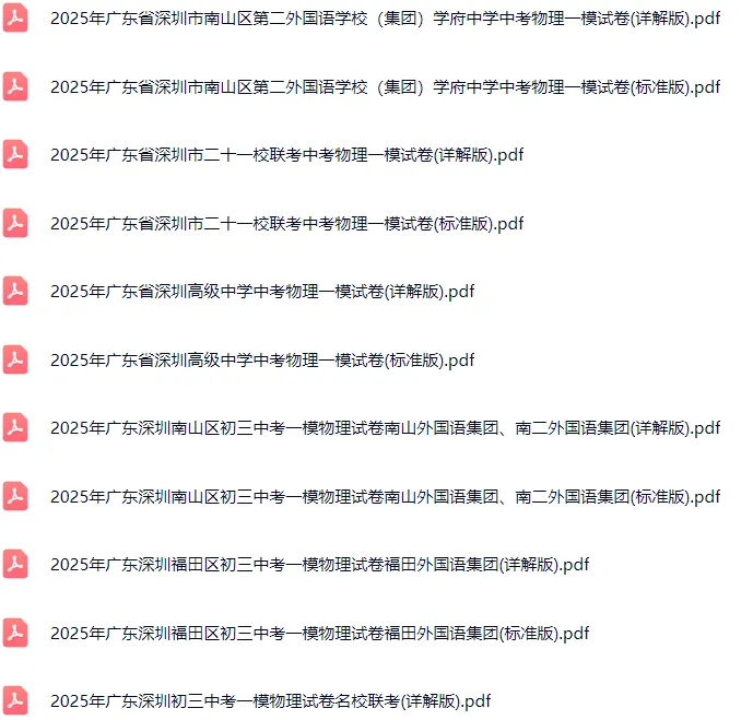 2018-2025年深圳各区初三中考一模物理试卷及答案解析.pdf 第2张