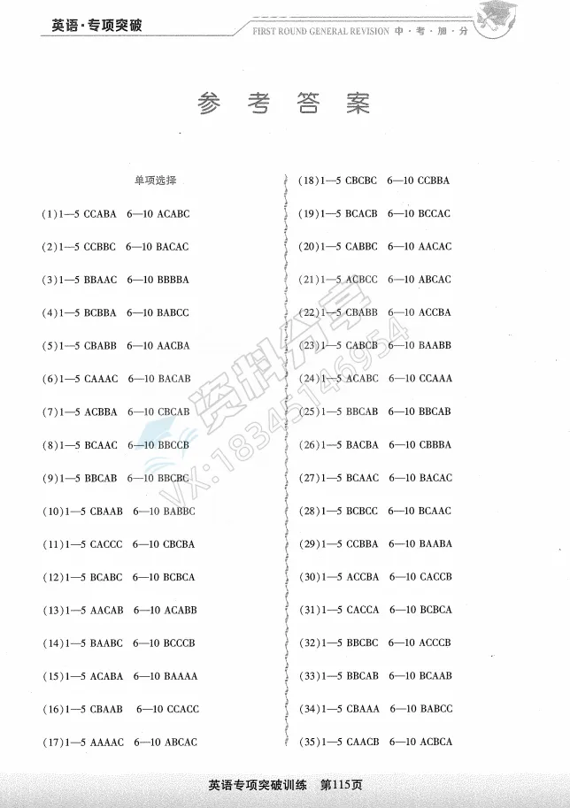 2026 中考加分 一轮总复习 英语 专项突破 第5张