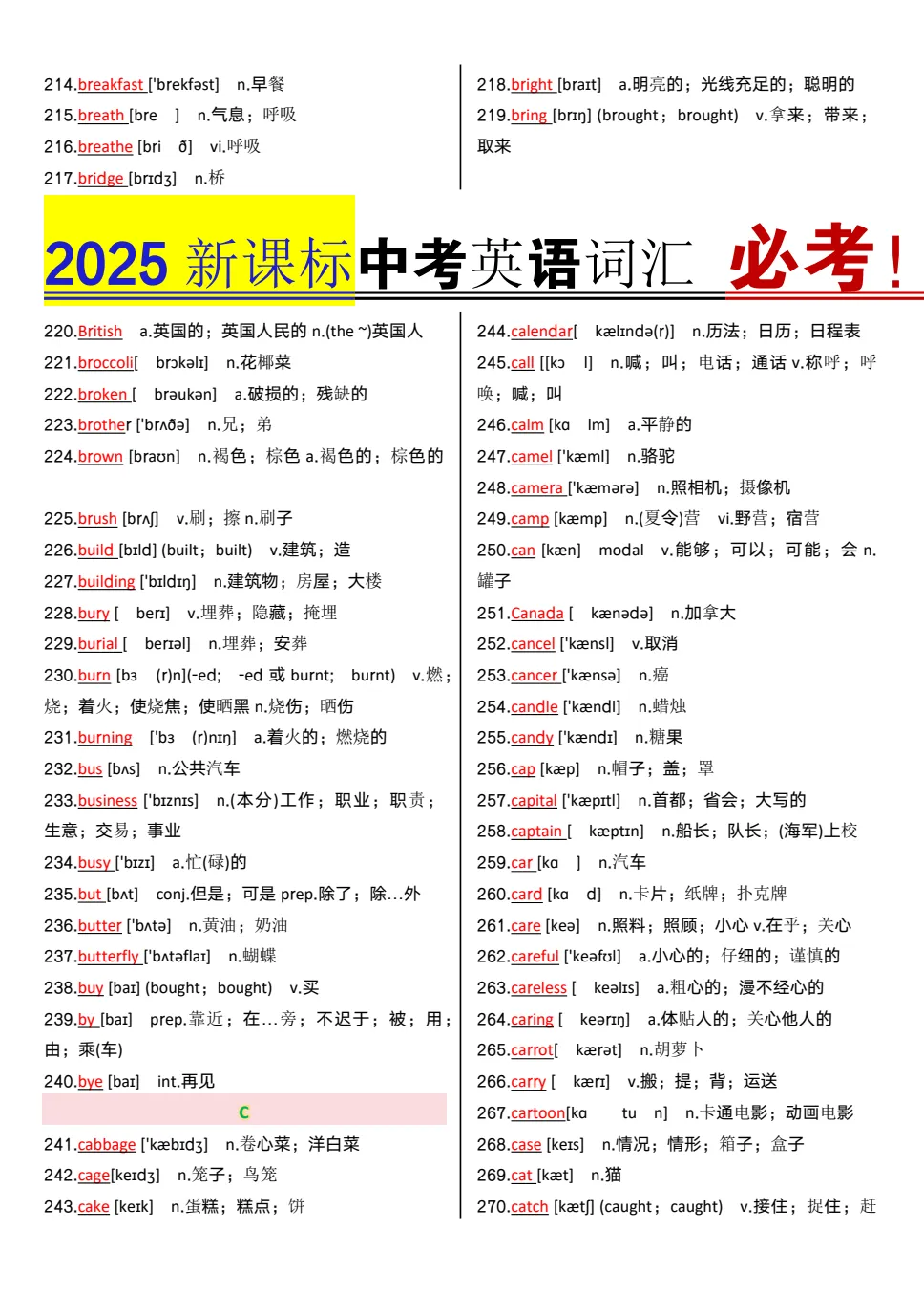 【中考必考】2025秋新版《新课标•中考英语词汇》初中英语词汇 ——PDF可免费下载 第8张