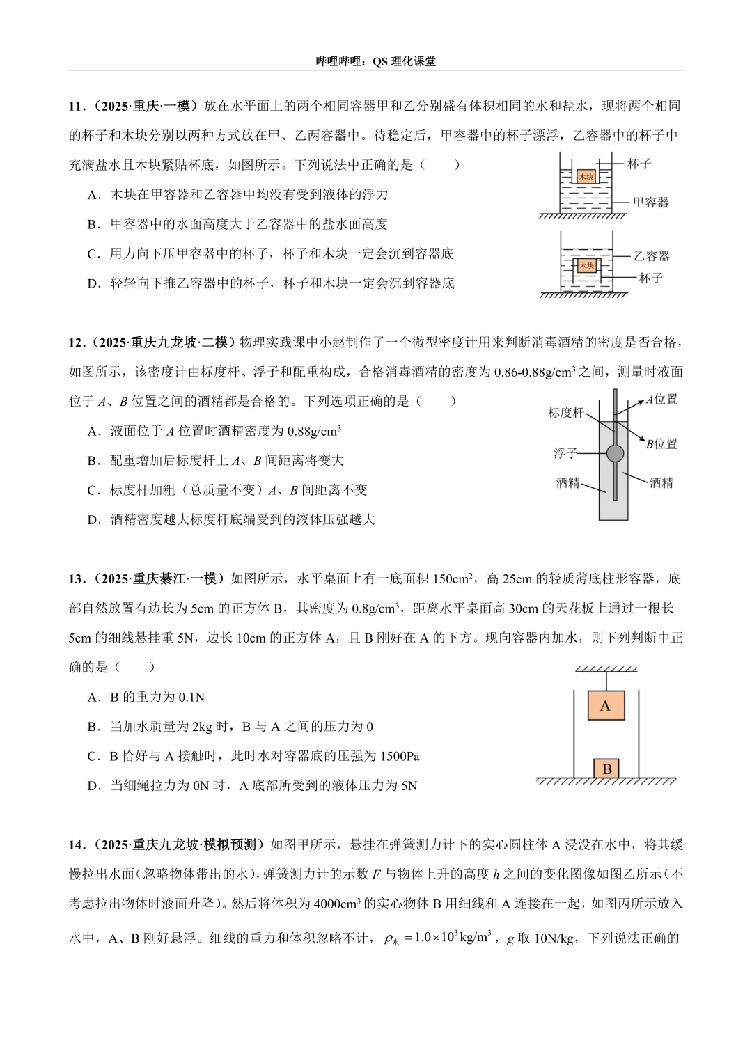压力、压强和浮力综合应用专题(重庆中考) 第4张