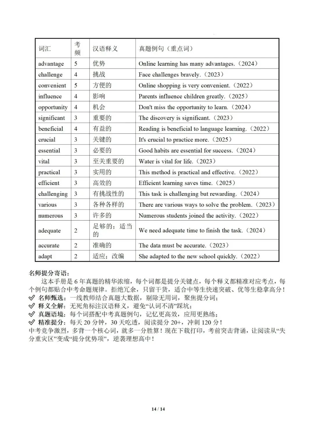 2026中考英语阅读理解干货提分必备:高频词汇记忆手册 第16张
