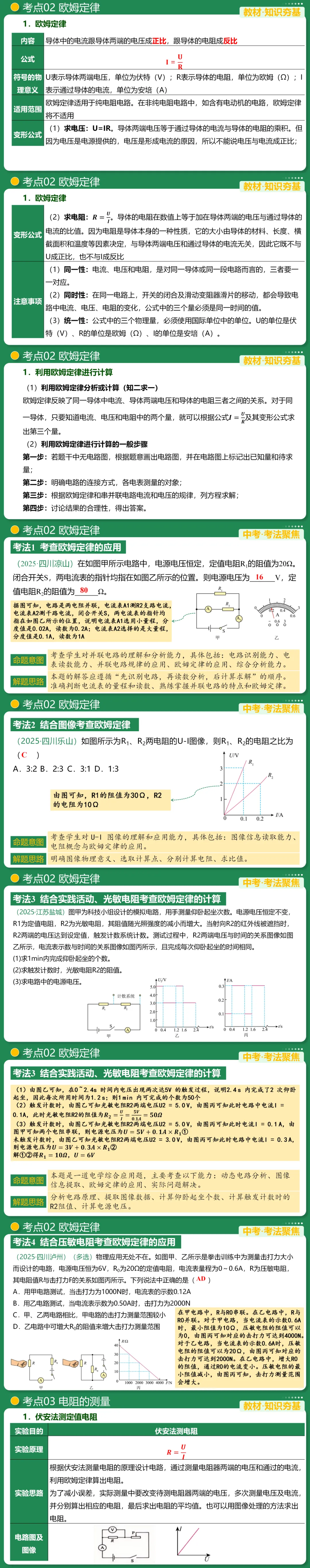 初中初三中考物理寒假一轮复习:欧姆定律 第3张