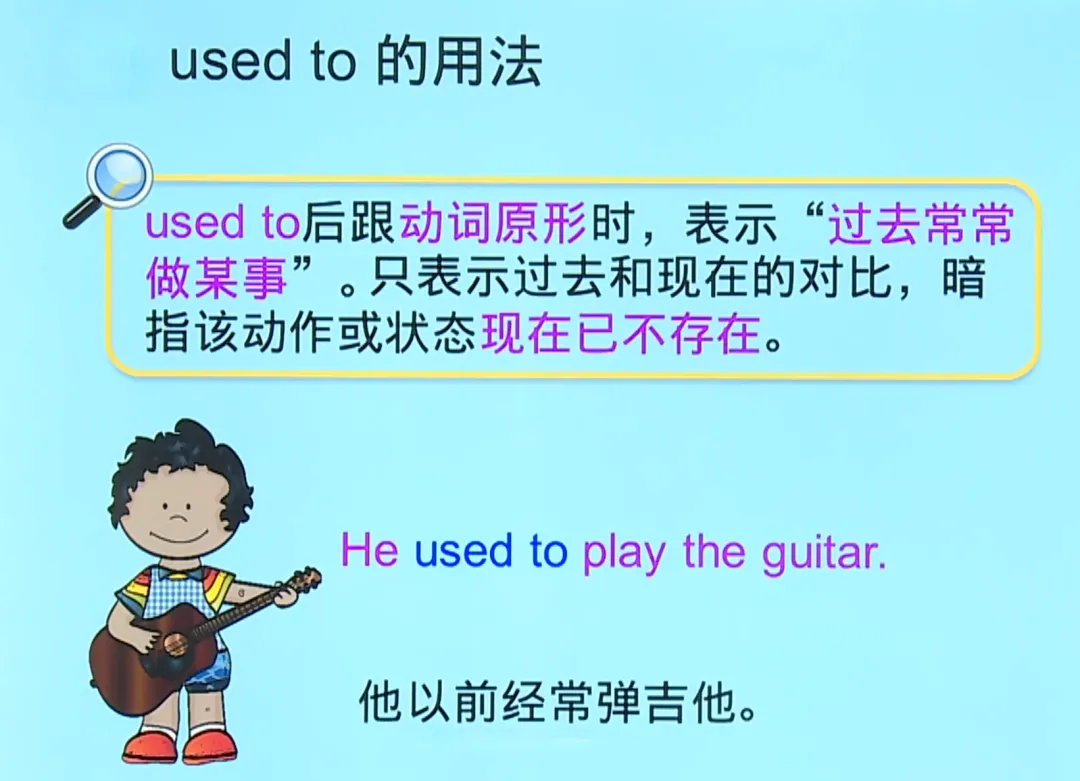 原人教版九年级U4重要知识点——中考考点“used to”句式与反义疑问句等. 第3张