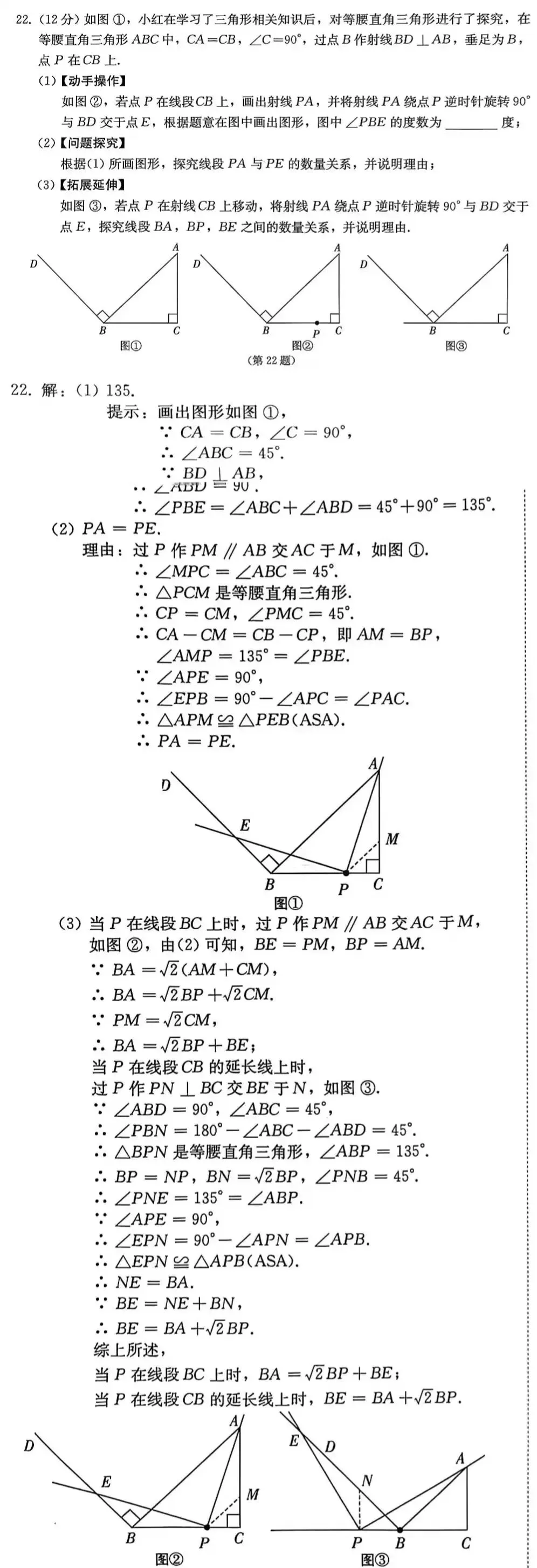 人教版中考总复习几何探究之“补全图形” 第1张