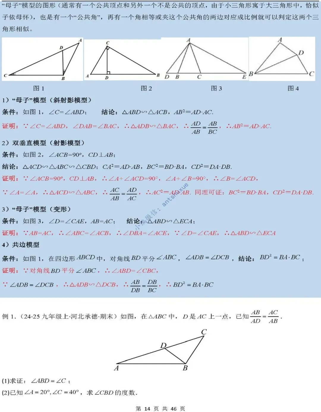中考满分:相似三角形中8种常见模型 模型证明+典例分析(含word) 第14张
