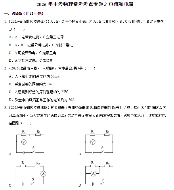 【初中物理】2026版-中考常考考点专题! 第5张
