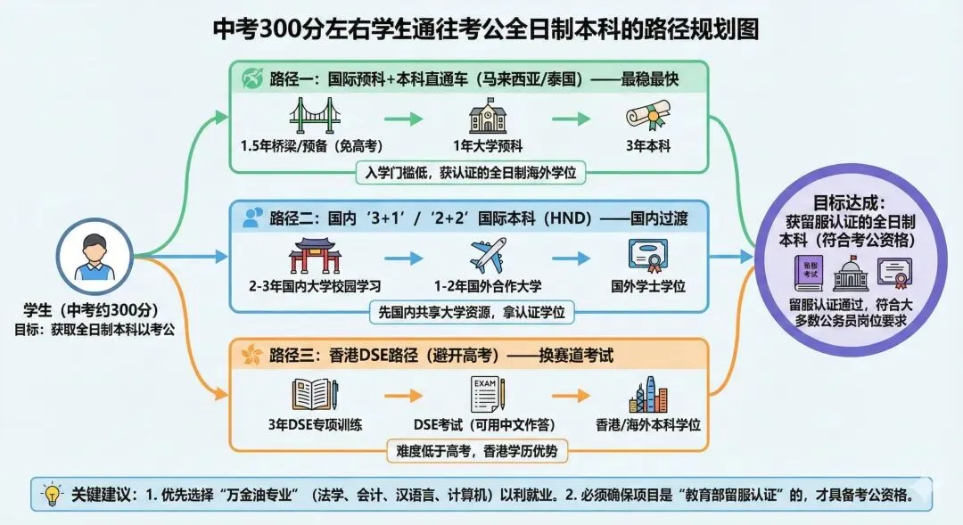 预算50万,如何给中考300分的学生换一个“全日制本科”+“考公入场券”? 第5张
