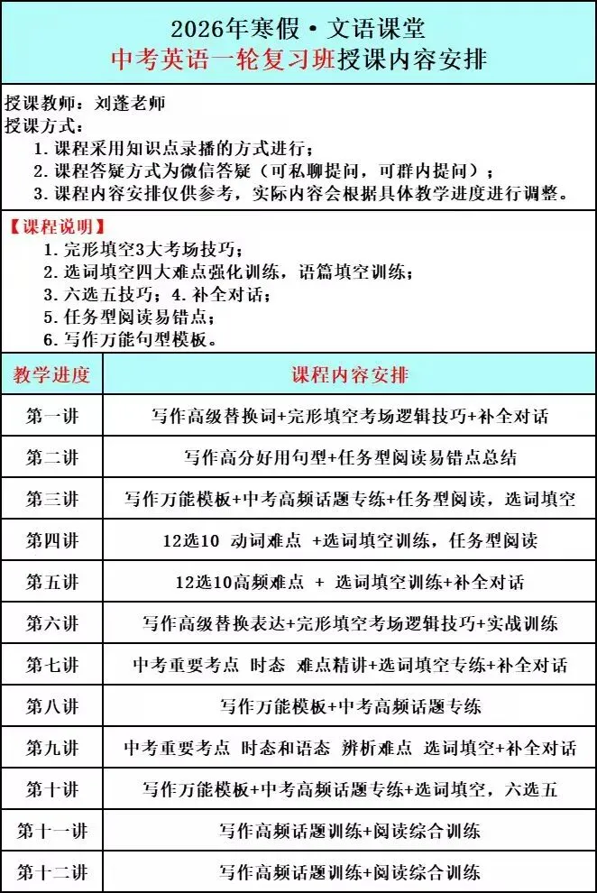 【初三.全科】2026中考总复习! 第11张