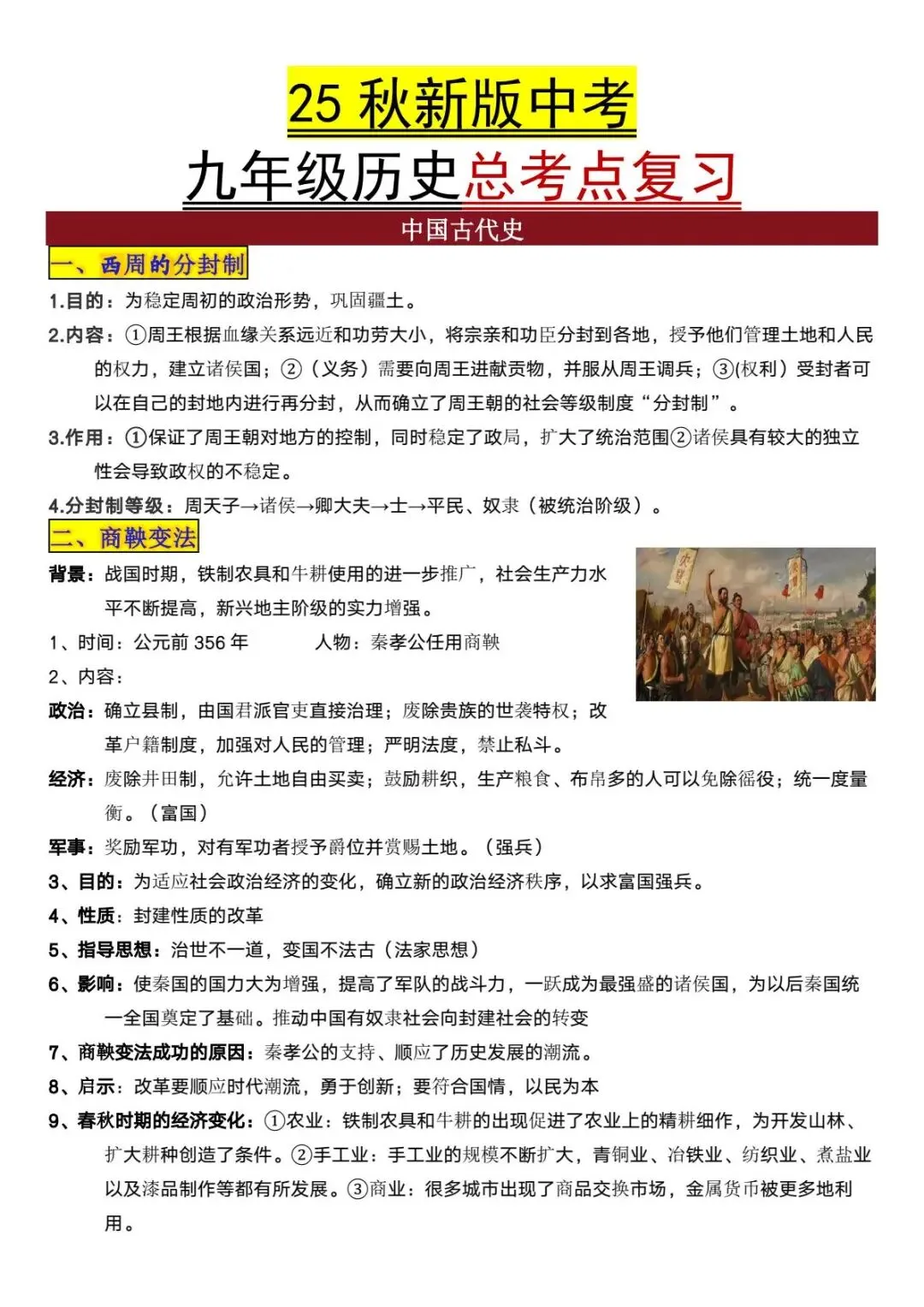 【中考历史】九年级历史考点汇总复习 第2张