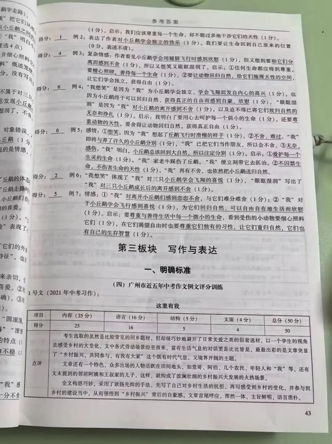 2026年广州市中考语文备考训练精选参考答案之现代文阅读、写作与表达 第5张
